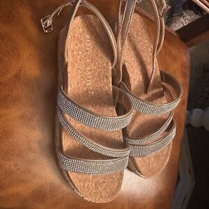 Kelly & Katie Tan Sandals with Sparkling Straps